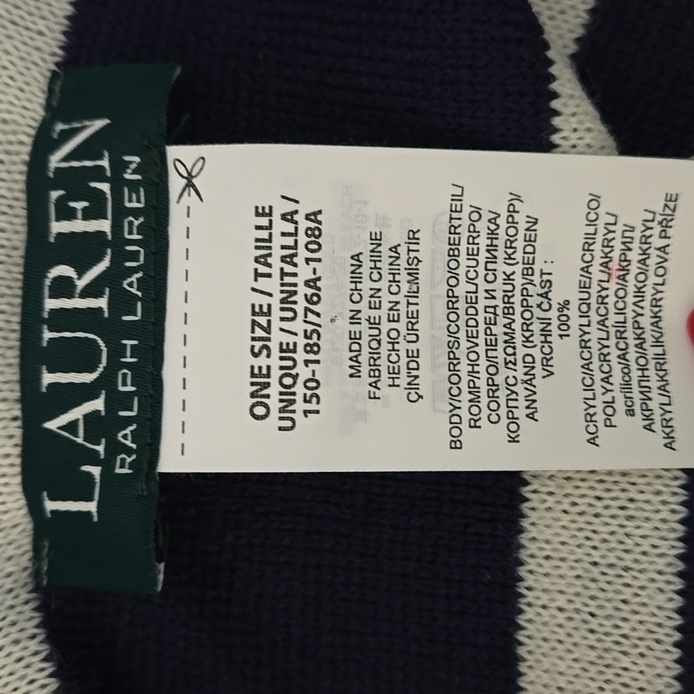 Ralph Lauren Navy White Wrap Sweater Nautical Preppy Coastal Classic One Size - Picture 5 of 5